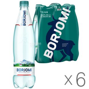 Borjomi, 1 л, Упаковка 6 шт., Боржомі, Вода мінеральна газована, ПЕТ