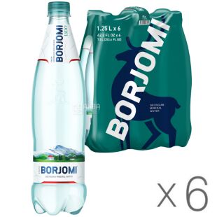 Borjomi, 1,25 л, Упаковка 6 шт., Боржоми, Вода минеральная газированная, ПЭТ