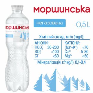 Моршинська, 0,5 л, Вода мінеральна негазована, ПЕТ