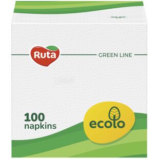 Ecolo, 100 шт., салфетки столовые Эколо, однослойные, белые, 21х24 см
