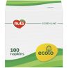 Ecolo, 100 шт., Серветки столові Еколо, одношарові, білі, 24х24 см