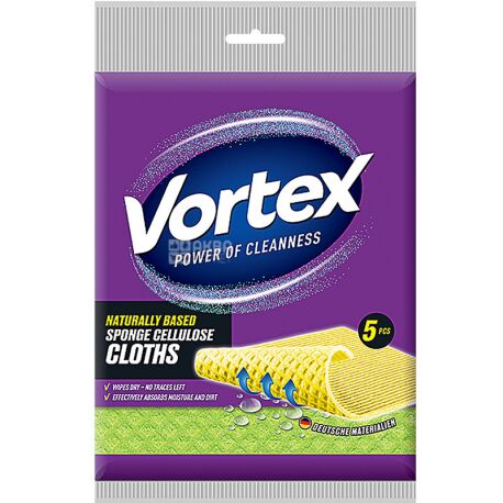 Vortex, Серветка для прибирання, губчаста, 5 шт
