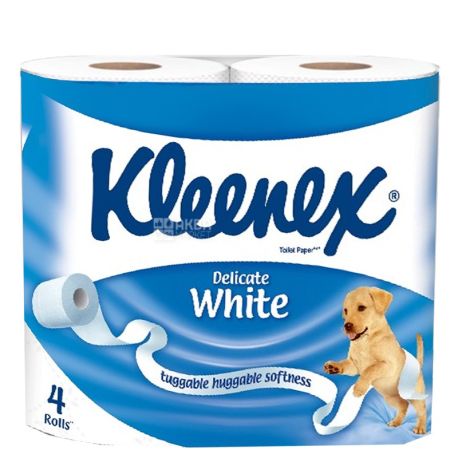 Kleenex Delicate, 4 рул., Туалетний папір Клінекс Делікейт, 2-х шаровий