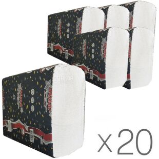 Mildi, Упаковок 20 шт. х 200 листів, Рушники паперові Мілді 2-шарові, Z-складання, білі, 200х230 мм