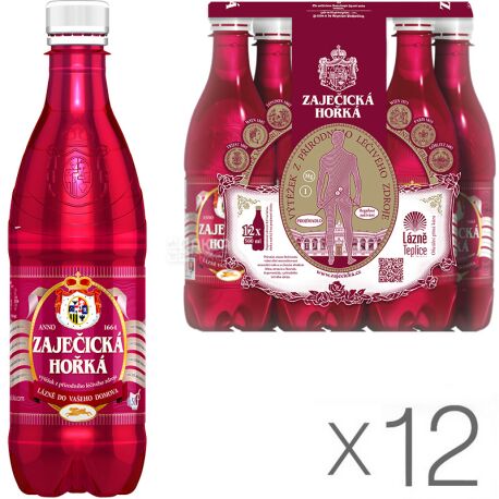 Zajecicka Horka, 0,5 л, Упаковка 12 шт., Вода Заєчицька Гірка, лікувально сульфатно магнієва, газована