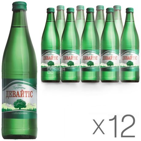 Devaytis, Packing 12 pcs. 0.5 liters, lightly carbonated water, glass, glass