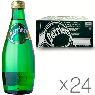 Perrier, Упаковка 24 шт. х 0,33 л, Пер'є, Вода мінеральна газована, скло