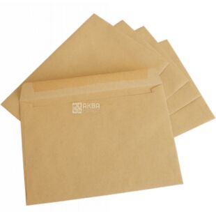 Optimail, Конверт C6 (0+0), (114х162 мм) крафт, 100 шт., прямоугольный клапан, 75 г/м2