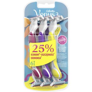 Gillette Venus 3, Станок для гоління, одноразовий, жіночий, 6 шт.