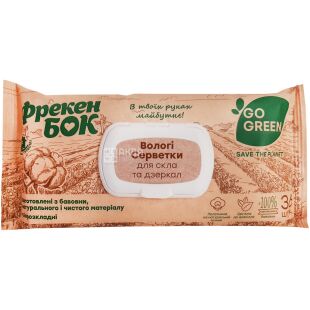 Фрекен Бок Go green, 36 шт., Серветки вологі для скла та дзеркал,190 х 200 мм, з клапаном 