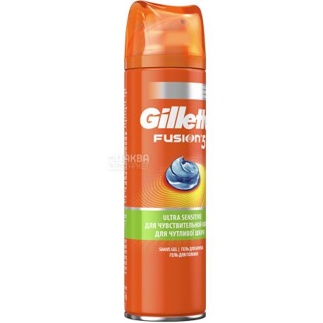 Gillette, 200 ml, shaving gel, Fusion for sensitive skin