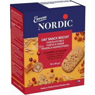 Nordic,  10 шт х 30 г, Галеты из овса, с клюквой и карамелью