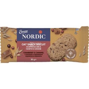 Nordic,  10 шт х 30 г, Галеты из овса, с клюквой и карамелью