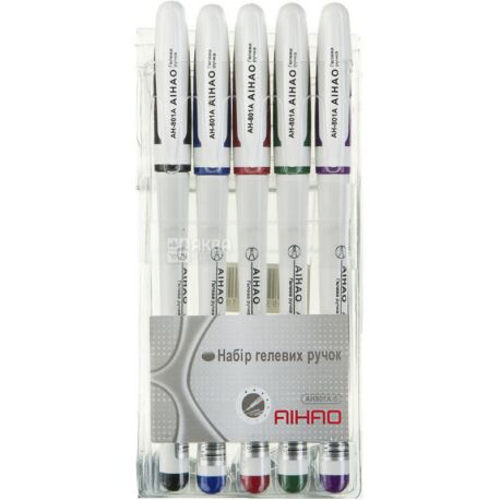 AIHAO, 5pcs., Gel pen set, Multicolored