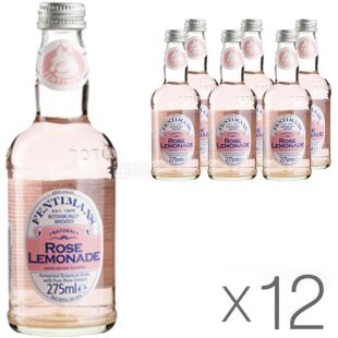 Fentimans Rose Lemonade, Упаковка 12 шт. х 0,275 л, Напиток газированный Лимонад Цветочный с экстрактом розы Фентиманс, стекло