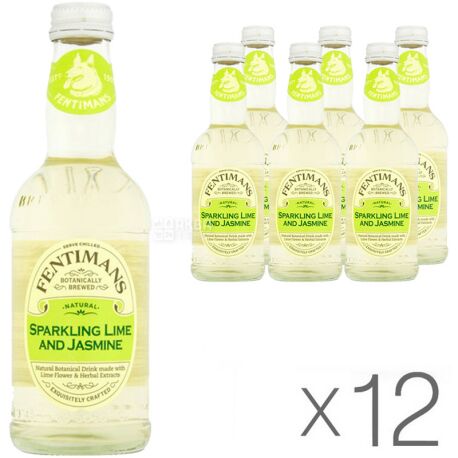 Fentimans, Sparkling Lime & Jasmine, Упаковка 12 шт. х 0,275 л, Фентіманс, Лайм і Жасмин, Лимонад, скло
