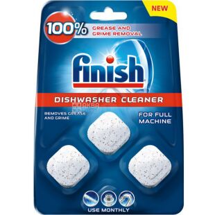 Finish, Dishwasher Cleaner, 3 шт., Засіб для очищення посудомийних машин, безфосфатний