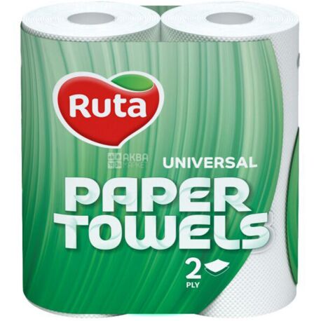 Ruta, Universal, 2 рул., Бумажные полотенца Рута, 2-х слойные, 11 м, 62 листа, 185 х 225 мм