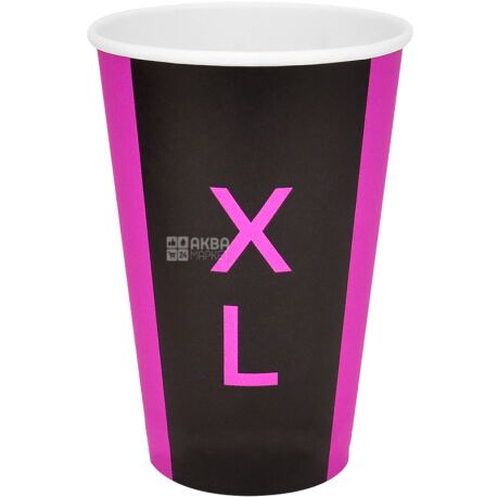 Стакан бумажный XL черный 340 мл, 50 шт. D80, в ассортименте