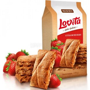 Roshen Lovita, 168 г, Рошен Ловіта, Печиво здобне, з полуницею