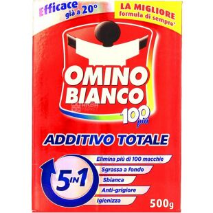 Omino Bianco, Additivo Totale, 500 г, Отбеливатель 5 в 1, для белых тканей