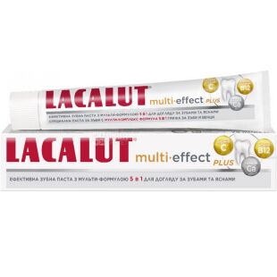 Lacalut multi-effect plus, 75 мл, Зубна паста з вітамінами і мінералами