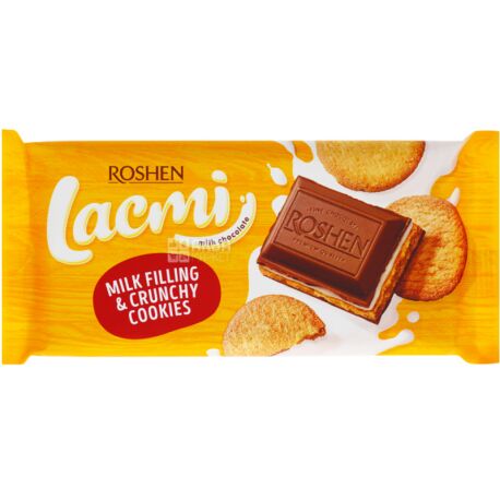 Roshen Lacmi, 100 g, Roshen, Milk Chocolate Lacmi, with milk filling and cookies