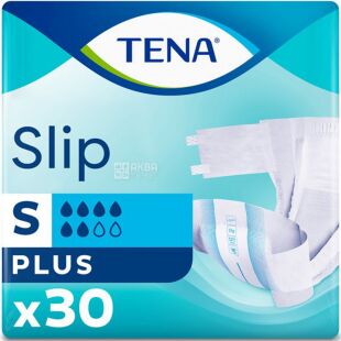 Tena, Slip Plus Small, 30 шт., Подгузники для взрослых, размер S, 6 капель