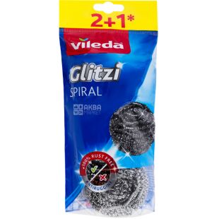 Vileda Inox, 3 шт., Скребок металевий, спіральний