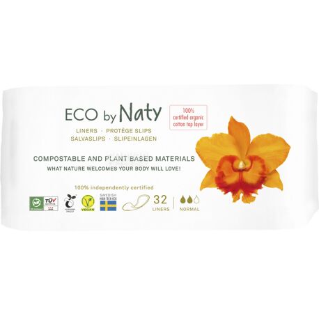 Eco by Naty Standard, 32 Pack, Daily Gaskets, Organic, 2 drops