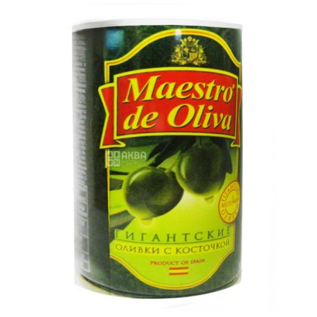 Maestro de Oliva, 420 г, оливки, с косточкой, Гигантские
