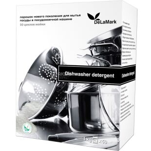 Delamark Dishwasher Detergent, 1 кг, Порошок для мытья посуды, в посудомоечной машине, концентрат, детское, лимон