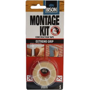 Стрічка монтажна двостороння, екстра міцна, 1,5м х 19мм, ТМ Bison