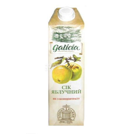 Galicia, Яблучний, 1 л, Галіція, Сік, натуральний, без додавання цукру