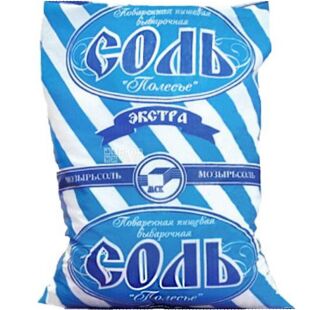 МозырьСоль, 1 кг, Соль пищевая поваренная Полесье, йодированная, экстра