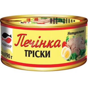 Аквасвіт, 190 г, Печінка тріски, натуральна