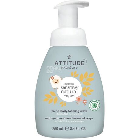 Attitude, Baby-Bebe Sensitive Skin, 250 ml, Baby Foam, Hypoallergenic, Eco