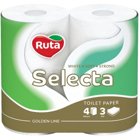 Ruta Selecta, 4 рул., Туалетная бумага Рута Селекта, 3-х слойная