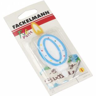 Fackelmann, Свеча для торта, Ноль, парафин, 85 мм
