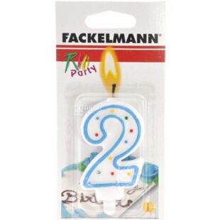 Fackelmann, Свеча для торта, Двойка, парафин, 85 мм