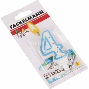 Fackelmann, Свічка для торта, Четвірка, парафін, 85 мм