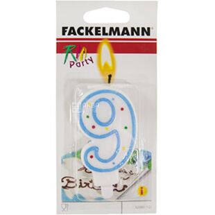 Fackelmann, Свеча для торта, Девятка, парафин, 85 мм