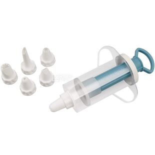 Fackelmann, 10 см, Шприц кулінарний, циліндричний, 6 насадок, пластик