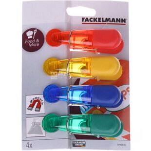 Fackelmann, 4 шт., Прищепки для пакетов, на магнитах, 8,3 см