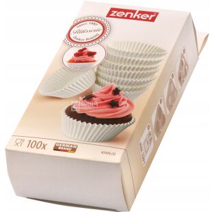 Zenker, Формочки бумажные для кексов белые, 70 мм, 100 шт, картон