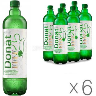  Donat Mg, 1 л, Упаковка 6 шт., Донат, Вода сильногазована, з магнієм, ПЕТ