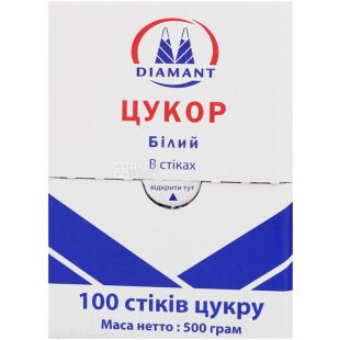 Diamant, 100 шт. х 5 г, Цукор у стіках Діамант, білий
