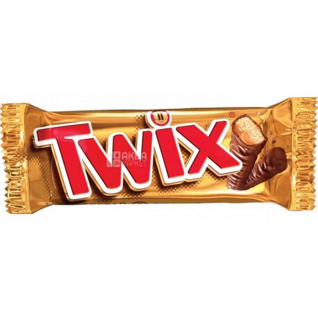 Twix, 50 г, Твикс, Батончик с печеньем и карамелью в молочном шоколаде