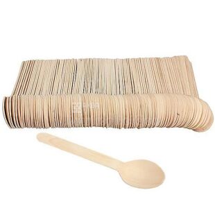 Pap Star, 100 шт, Ложка столовая, одноразовая, деревянная, 16 см