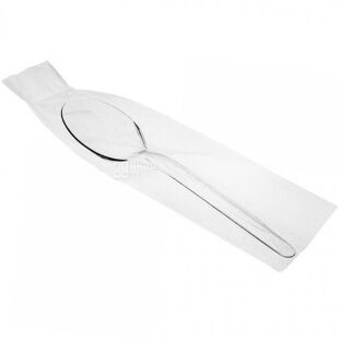 Ложка одноразовая, 100 шт, пластик, прозрачная, в индивидуальной упаковке, 16 см